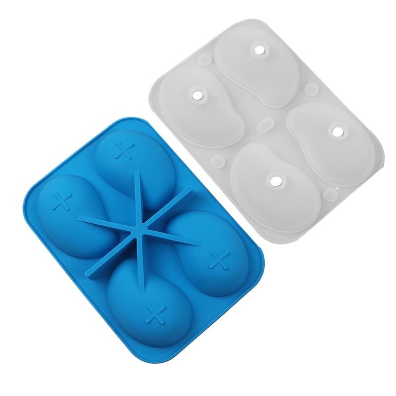 3D Mango Chocolate Mold 4-Cavity Silicone Mousse Mold Easy Release Mold For Pudding DIY Baking Mould