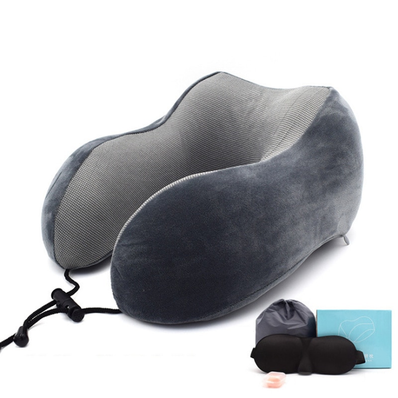 U-Vorm Magnetische Hoofdsteun 30x28 cm Nekkussen Memory Foam Filler Met Eyemask Oordopje Travel Office Auto omhelzing Cervicale Kussen