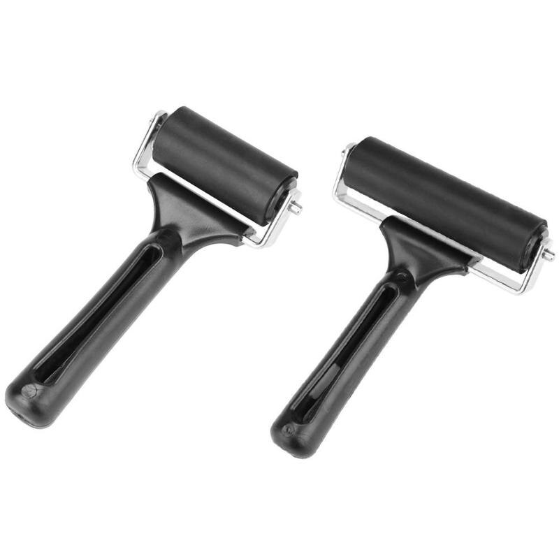 Rodillo de goma negro para pintar, 1 Uds., 6 y 10CM, herramientas de manualidades, bricolaje, mango de madera, rodillo de goma, herramientas de cepillado, pintura, pared de mano