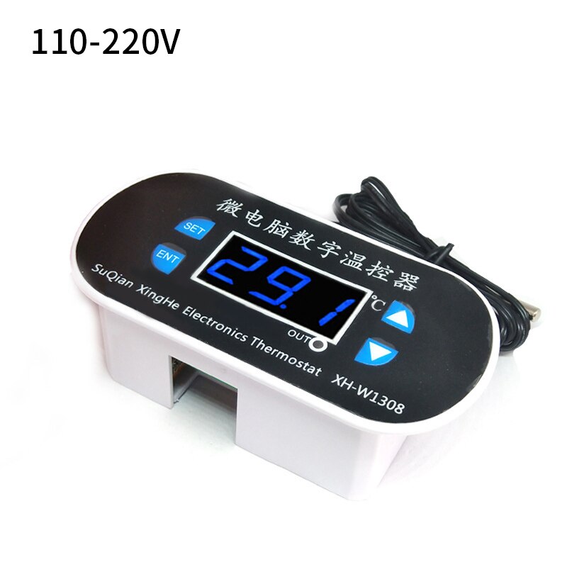 W1308 digitale koele warmtesensor temperatuurregelaar instelbare thermostaatschakelaar  dc 220v 12v 300 ℃ met temperatuurcorrectie: 110-220v blauw