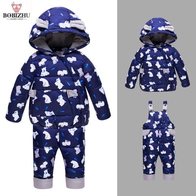 Jongen Meisje Winter Set Kids Ganzendons 95% + Peuter Hooded Jas Baby Warm Animal patroon Vier Kleur Optionele Baby skipak
