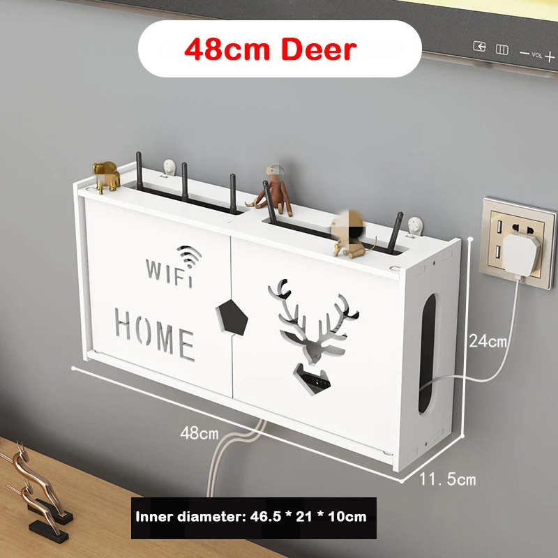 kabellos Wifi Router Lagerung Kasten Wohnzimmer Steckdose Wifi Dekoration Zauberstab-montiert TV einstellen-oben-Kasten Gestell Kabel Energie Organizer: Braun