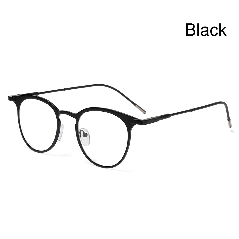 retro round frame computer protective glasses ladies men's metal glasses ultra light glasses: black