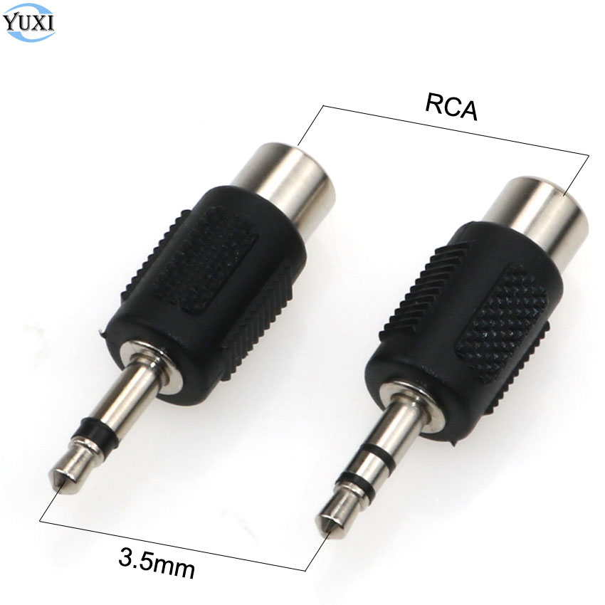 YuXi RCA conector a Jack 3,5 MM mono/adaptador de enchufe estéreo Nickle plateado plástico Audio RCA enchufe