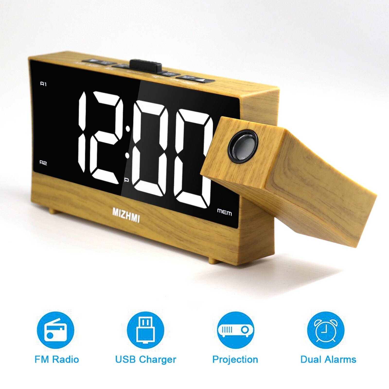 LED Ceiling Projection Clock Digital Electronic Alarm Clock Radio Multifunction Mini Adjustable Sleep Timer Desktop Table Clocks