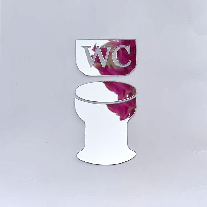 WC Toilet Entrance Sign Door Stickers For Public Place Home Decoration Pattern Wall Decals Diy Funny Vinyl Mural Art: silver D