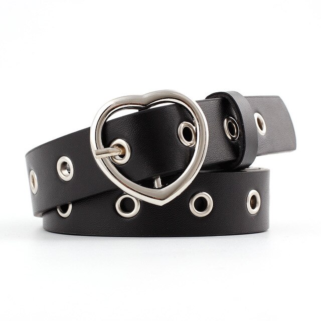 Sweetheart Buckle with Adjustable Ladies Luxury Brand Cute Heart-shaped Thin Belt Punk Belts: 8