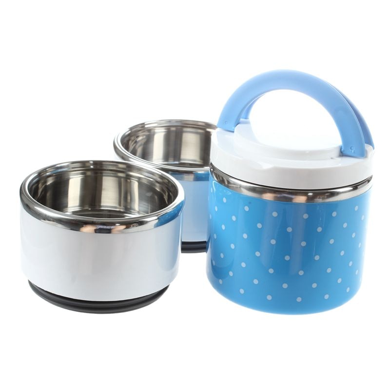 3Layers Thermal Bento Lunch Box Thermos For Food Stainless Steel Insulation Storage food Container Dinnerware Sets Blue: Default Title