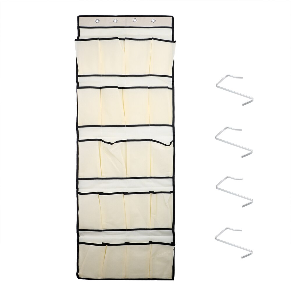 Space Saver for Wardrobe Wall Door Back 20 Grid Foldable Hanging Bag Underwear Sock Tie Shoe Hanging Storage Organizer Free Nail: khaki