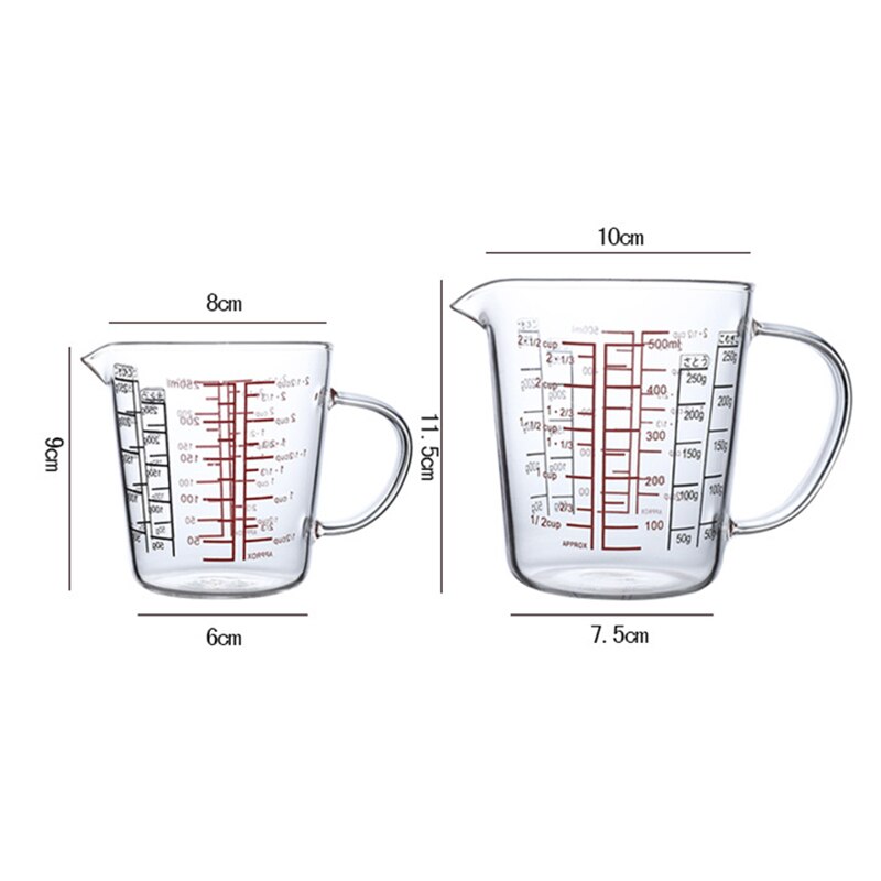 Glass Measuring Cup Jug Heat Resistant Glass Cup Measure Jug Creamer Scale Cup Glass Cup Kitchen Dining Bar BV789