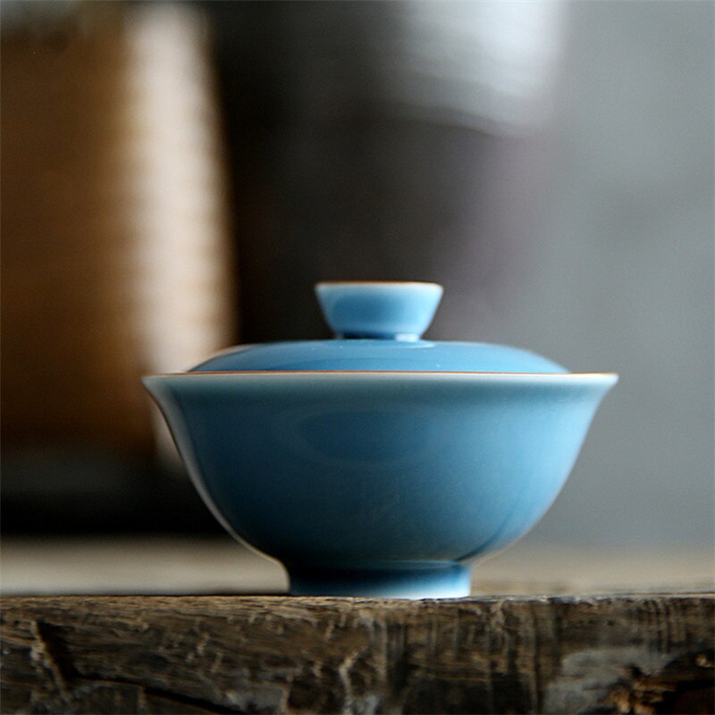 Jingdezhen keramik håndlavet kung fu gaiwan simpel tekande kontor tekop fair krus porcelæn te skål med dækning drinkware teaset: B
