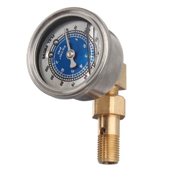 Universal- Kraftstoff Druck Flüssigkeit Gefüllt Manometer Adapter Bausatz 0-100PSI Öl Drücken Sie Messgerät Tankanzeige FPT018: Blau