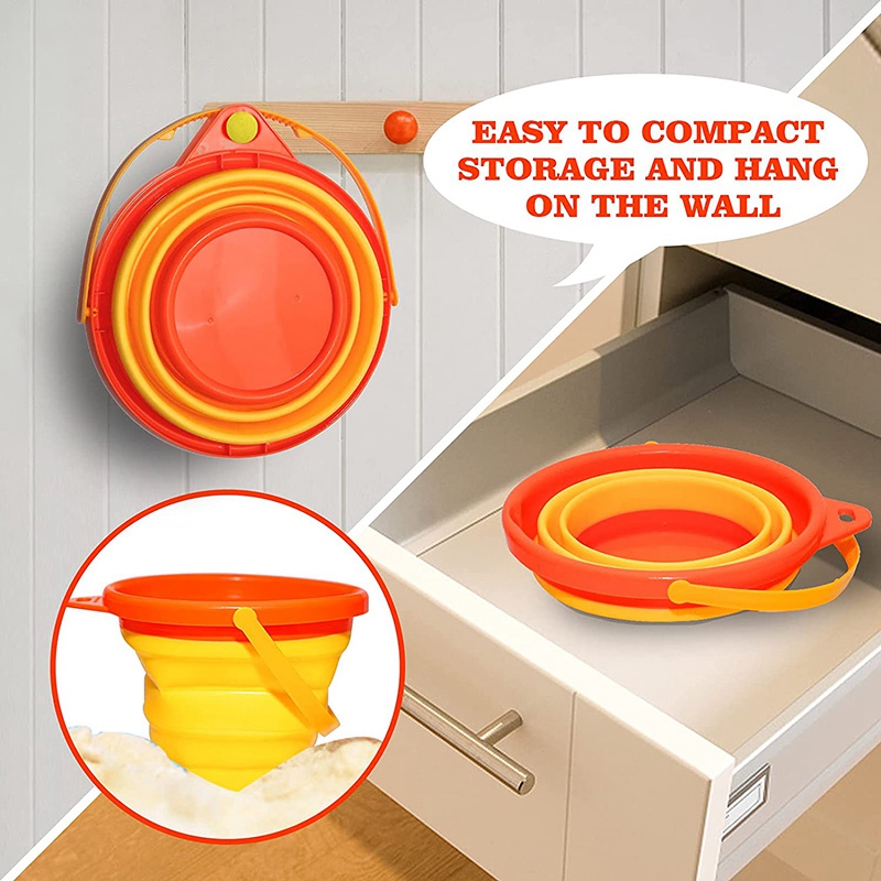 3 Pcs Opvouwbare Emmer, Kinderen Zand Emmer Set, Opvouwbare Emmer, Multi-purpose Strand, zand Emmer, Voor Strand Spelen, 2.5L
