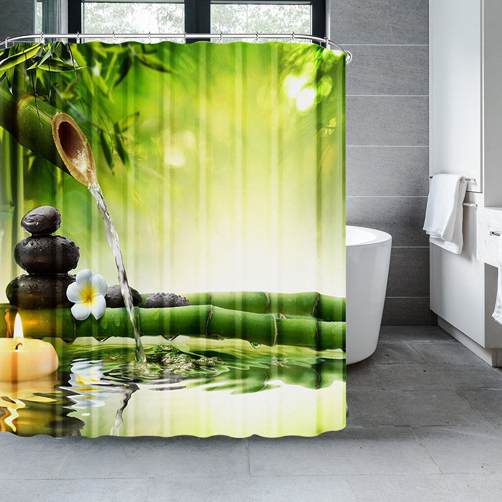 Natuur Douchegordijnen Bos Bad Gordijn Polyester Stof Badkamer Scheidingswand Met Haken Schilderachtige Decor Douchegordijn: 180*200Cm / Clear