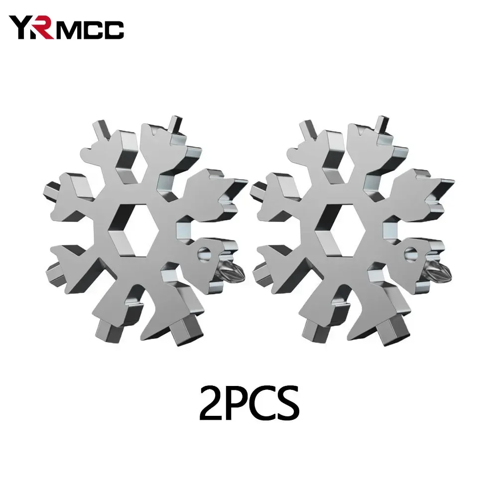 Llave 18 en 1 para coche, herramienta de llave multifuncional portátil de acero inoxidable con copos de nieve para accesorios de destornillador octogonal automático