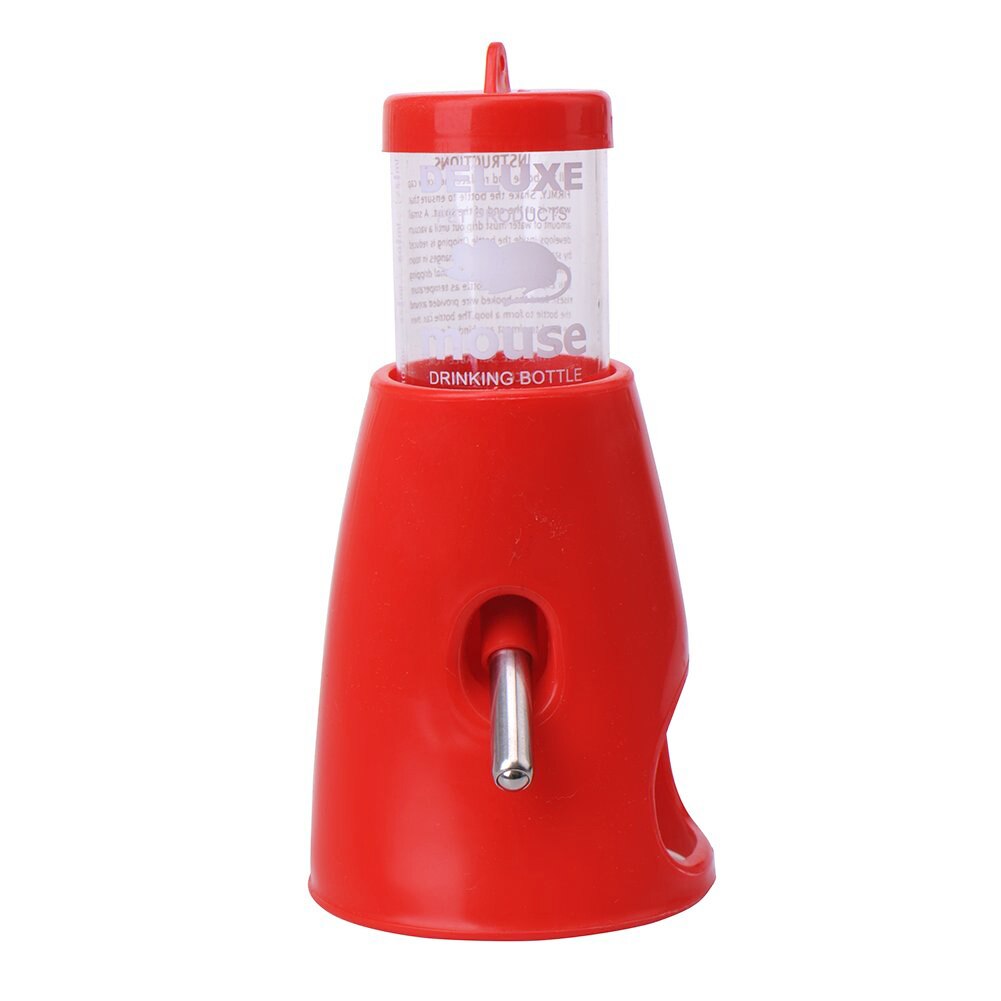 80ml Pet Hamster Mice Water Bottle Holder Dispenser Base Hut Nest Feeder Hideout: Red