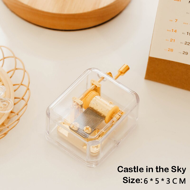 Birthday Transparent Music Boxes Hand-cranked Clockwork Music Box Mini Retro Clockwork Music Box: Castle in the Sky