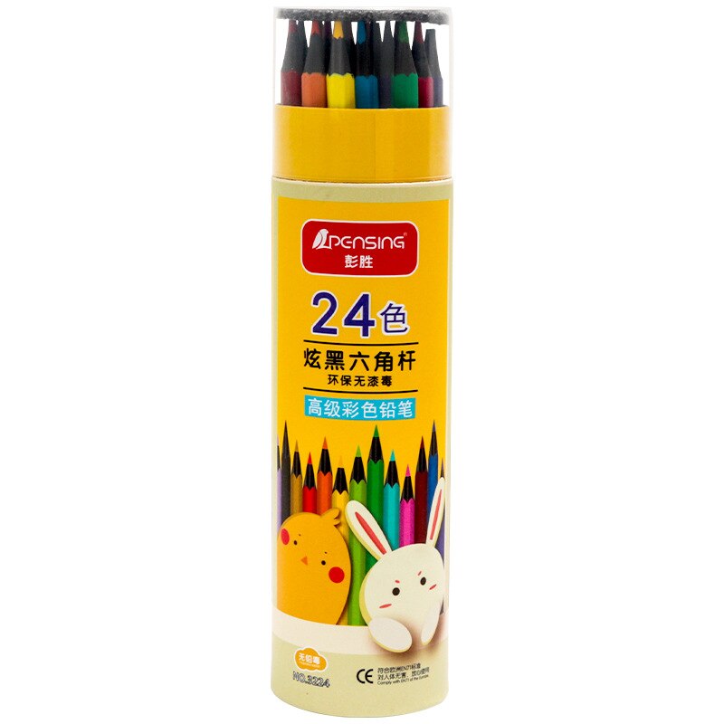 Lápices de colores de dibujos animados para niños, lápiz de dibujo, papelería, lápices bonitos, multicolor, respetuoso con el medio ambiente, lápiz de colores, suministros de arte: 24 COLORS
