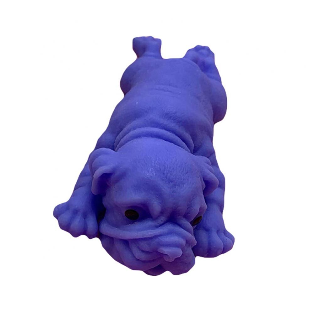 Bouledogue en Silicone souple et réaliste, jouet Animal doux et mignon, anti-Stress, pour enfants et adultes: Bleu
