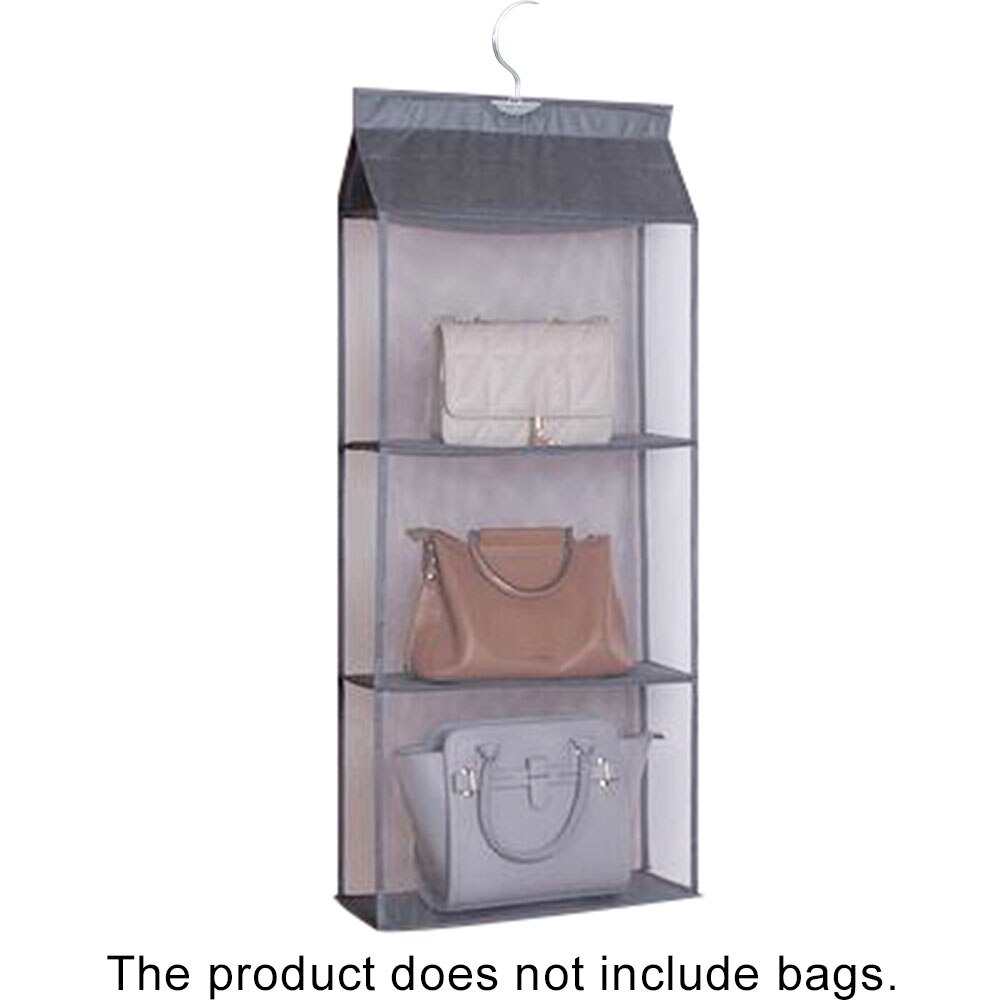 Dust-proof Wardrobe Folding Storage Bags Hanging Holder Organizer 2/3/4-Layer: Grey 3Layer