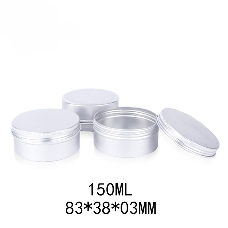 Tarros de aluminio de 60g, 80g, 100g, 150g, 200g, 250g, contenedor de lata de protector labial con tapa de rosca, caja de latas de té de vela, 50 Uds.