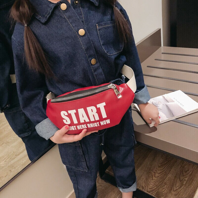 trend fanny pack baby girl waist bag PU leather hip hop mini chest bag
