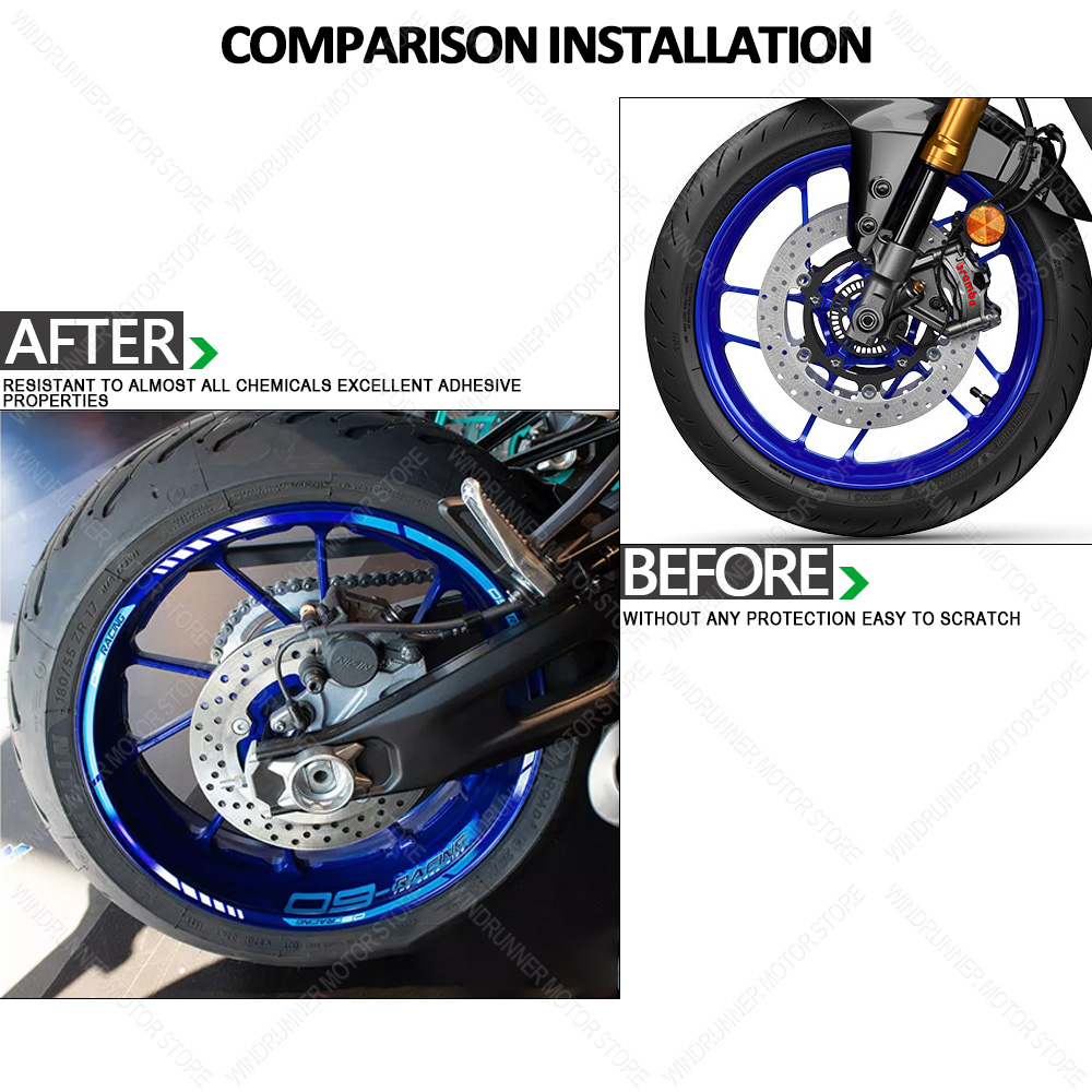 Motorrad zubehör wasserdicht schutz Rad aufkleber epoxidharz schutz aufkleber für MT-09 2024