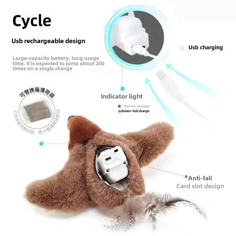 Interactive Cat Toys Rechargeable Flying Bird Cat Toys Chirping Clapping Birds (cannot Fly) Cats Pet Products Dog Toy For