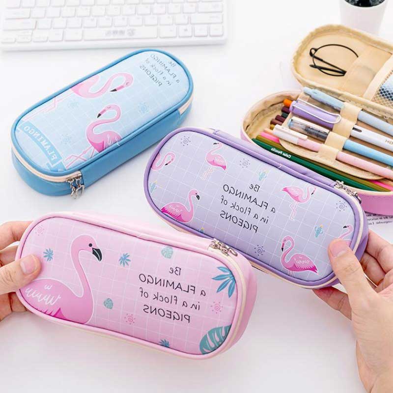 Cute Flamingo Pencil Case for Girls School Supplies Korean kawaii Stationery Big Multifunctional Pencil box Bag Pencilcase