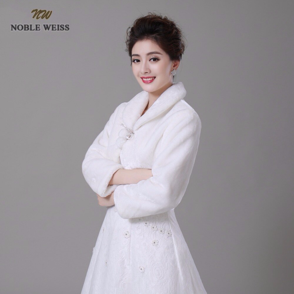 NOBLE WEISS In Stock Long Sleeves Fur Boleros Wedding Jacket Wedding Wrap 0905