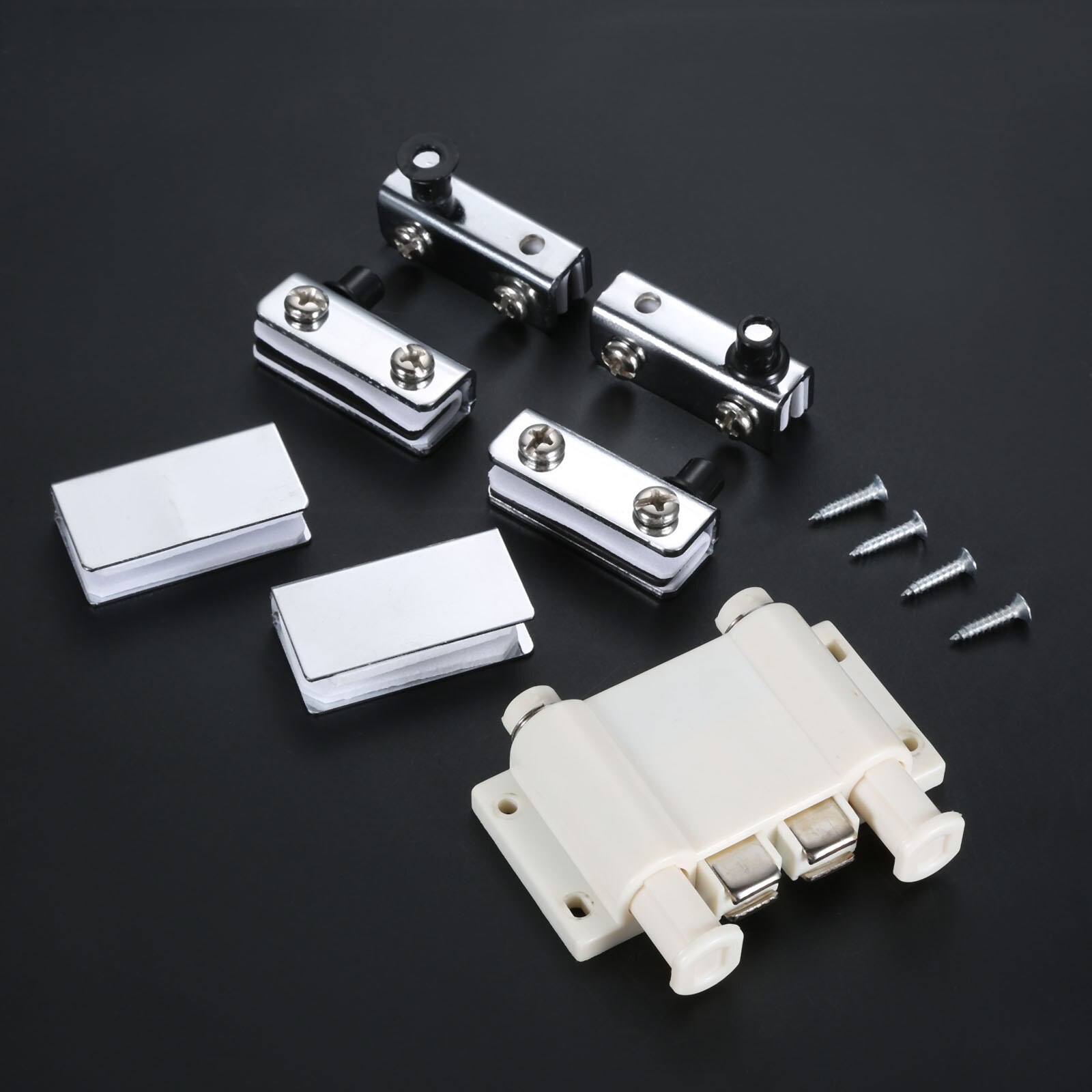 DRELD Stainless Steel Glass Door Pivot Hinge Double Head Magnetic Catch Set For 5-8Mm Thickness Glass Door