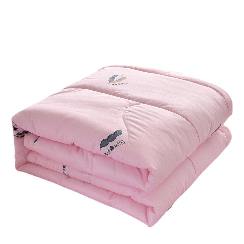 Soybean Fiber Quilted Printing Thin Comforter Soft Skin-friendly Comfortable Home Light Quilts Washable King Size Double Quilt: 150X200cm 58X78inch / pink