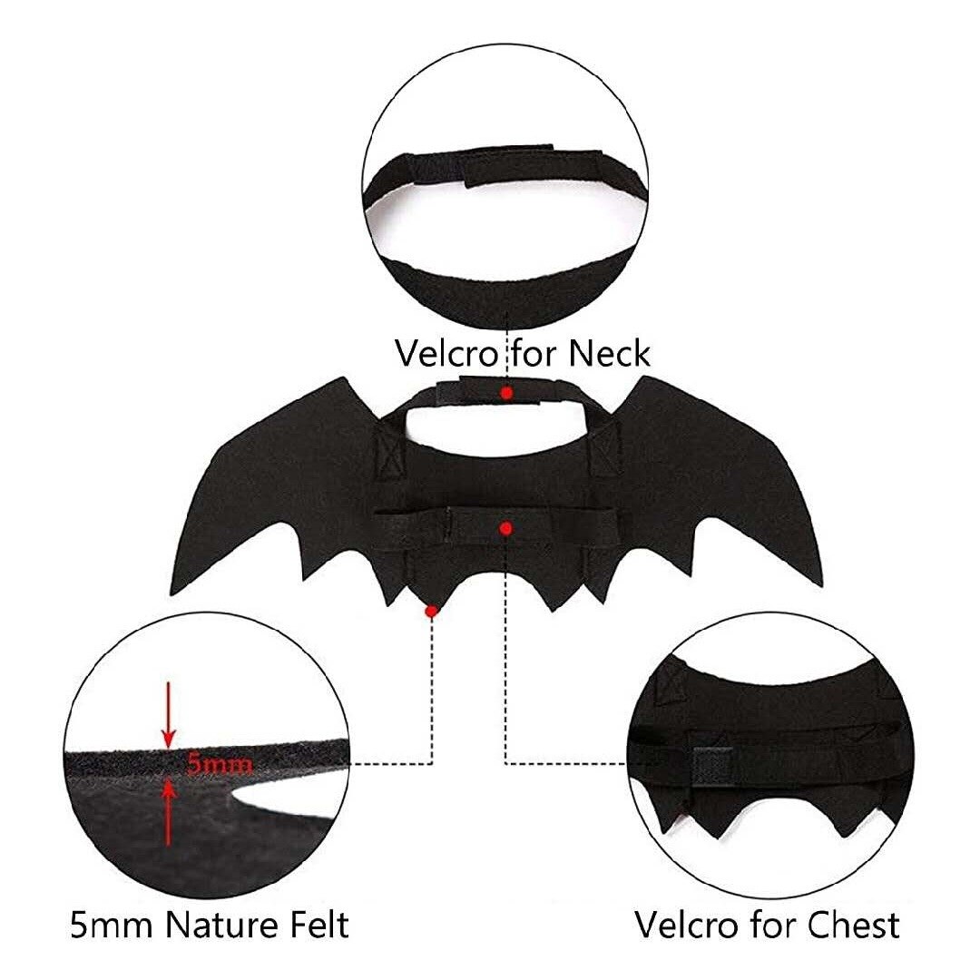 Alas de murciélago de estilo nórdico para decoración de mascotas, juguete de fieltro para Halloween, alas dobles