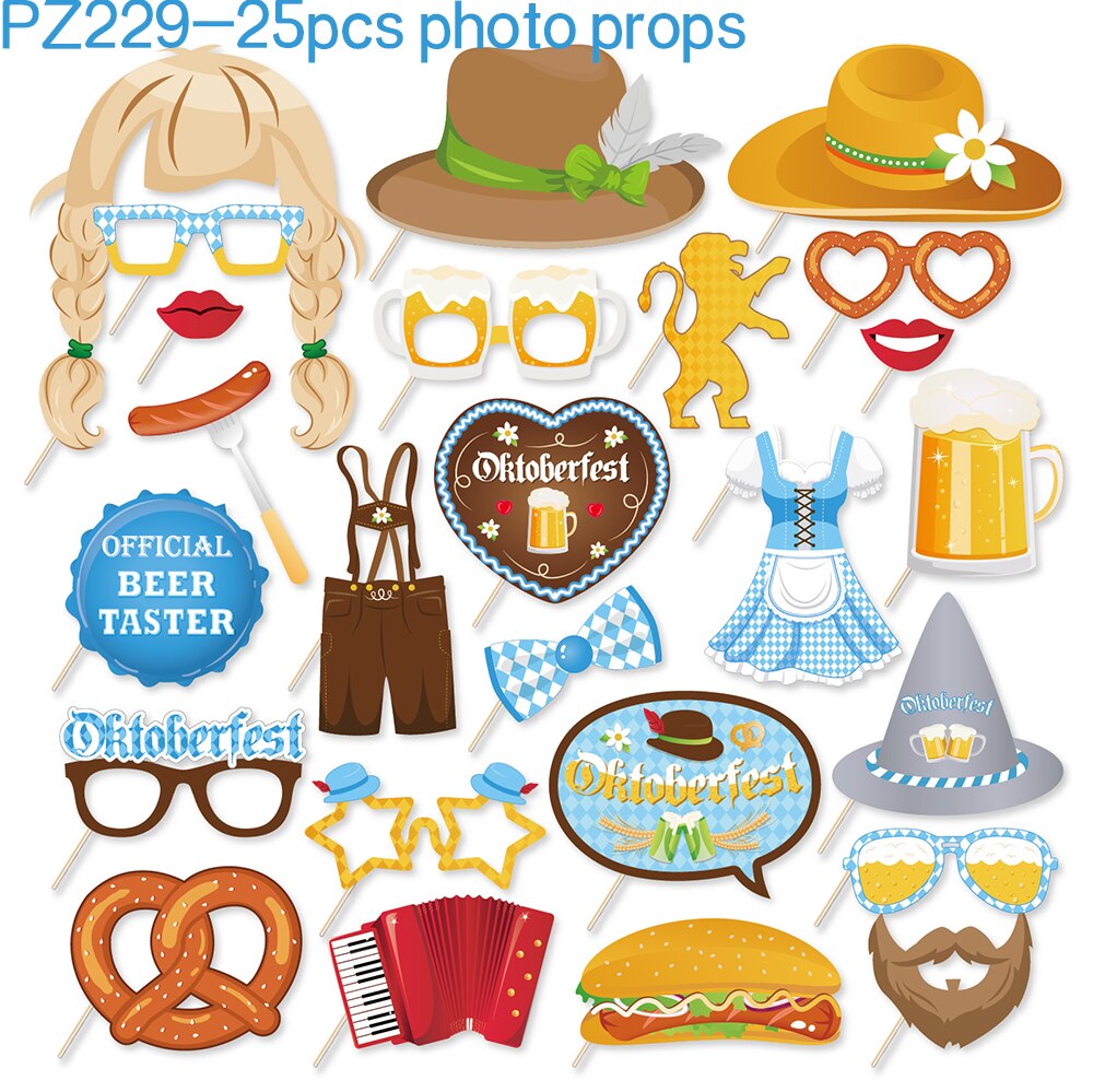 Germany Oktoberfest Carnival Festival Theme HAPPY BIRTHDAY Party Phototaking Photobooth Props Happy Beer Wine Party Decorations: PZ229