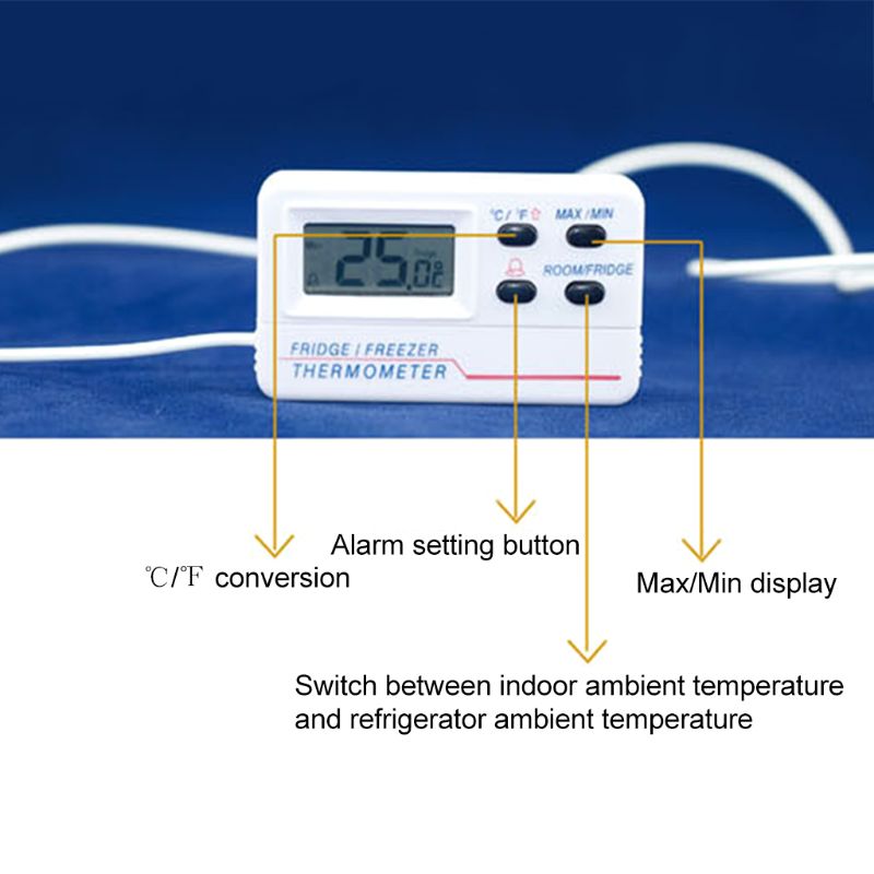 -50 °c~ 70 °c for lcd digitalt køleskab, fryser temperatur termometer alarm