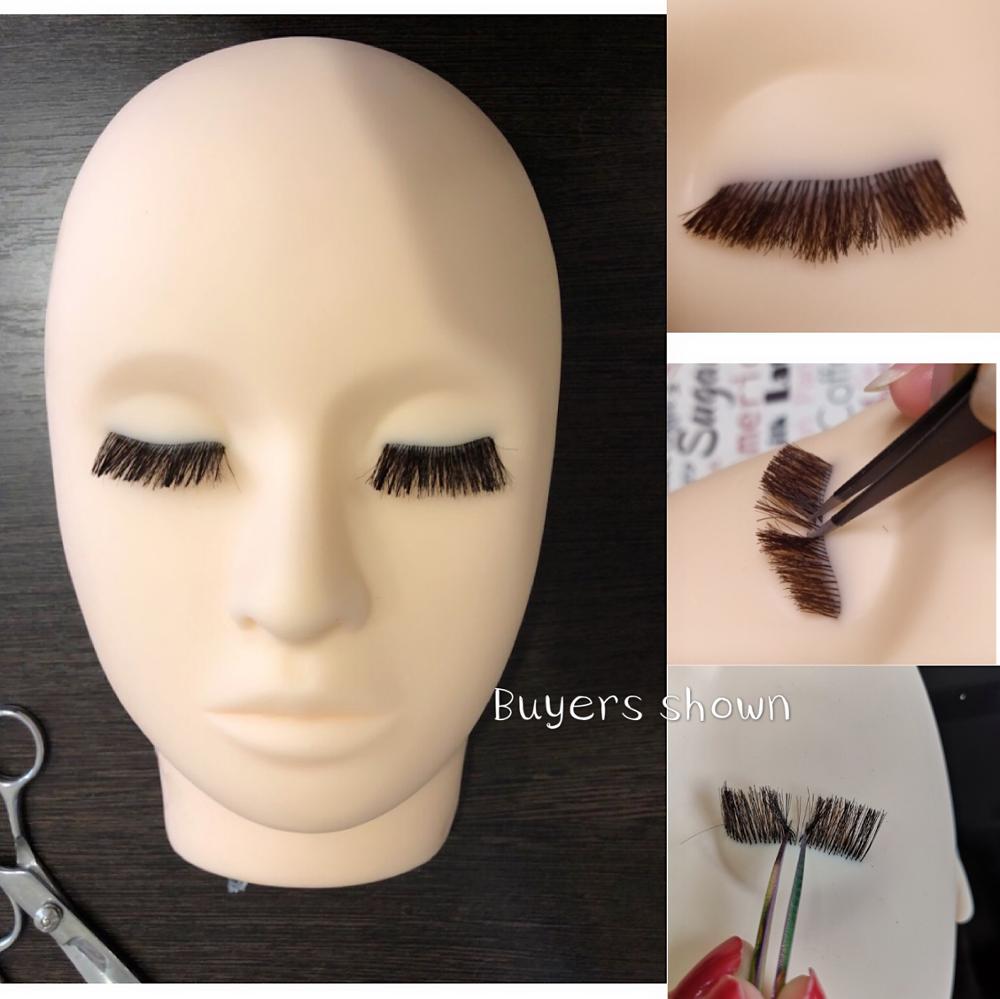 Cabeza de maniquí para pestañas, cabeza de muñeca para formación con extensión de pestaña Real, maniquí de entrenamiento, cosmetología, cabeza plana