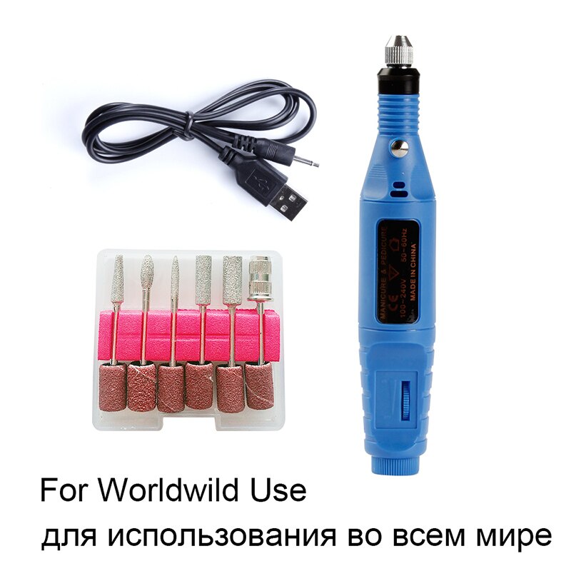 Apparecchi elettrici per Manicure Pedicure USB Macchina Del Trivello Del Chiodo Della Cuticola Remover Gel Unghie Artistiche Punte da Trapano Fresatura Rettifica Frese E Taglierine Per Micro SIM: GJ5053BUSB