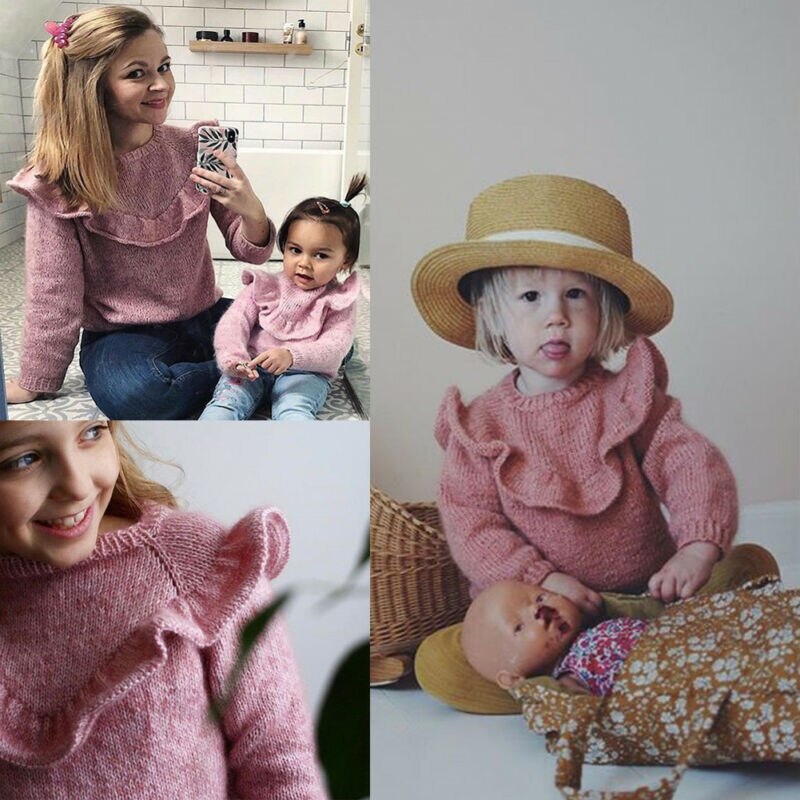 Kleinkind Baby Mädchen Pullover Herbst Winter Spitze Rosa Kleidung lang Ärmel gestrickt Pullover Pullover Spitzen