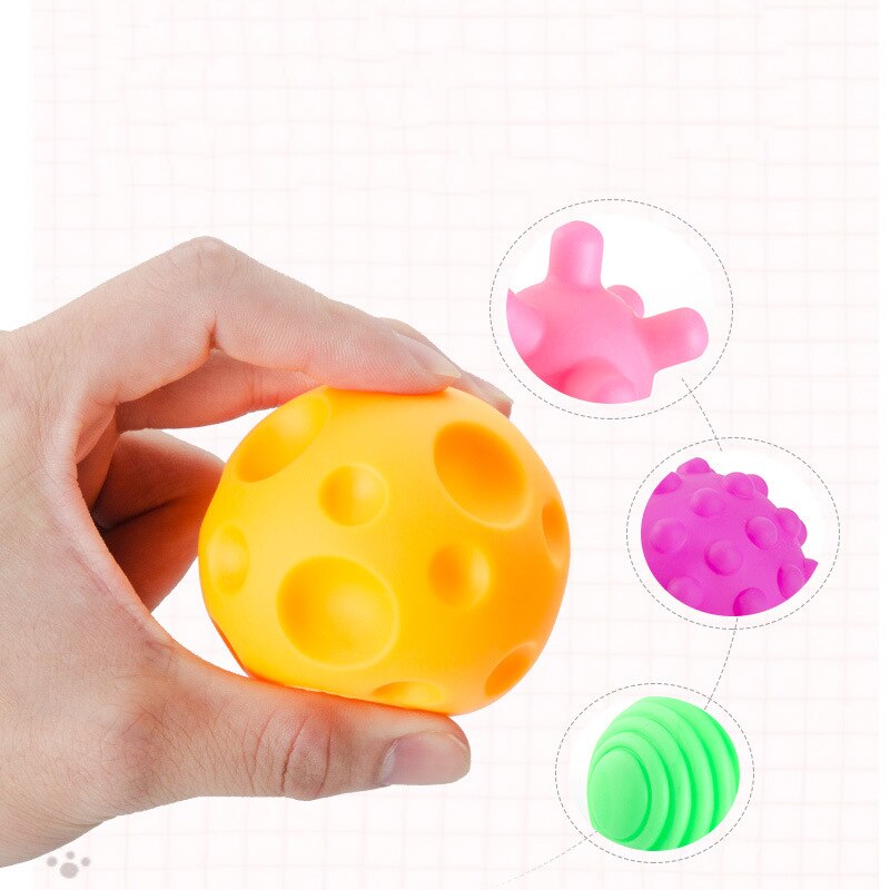 Infant Multi-Texture Ball Play Water Baby Soft Touch Training Massage Ball Early Education Toy Touch Hand Grab Rubber 6pcs Kid