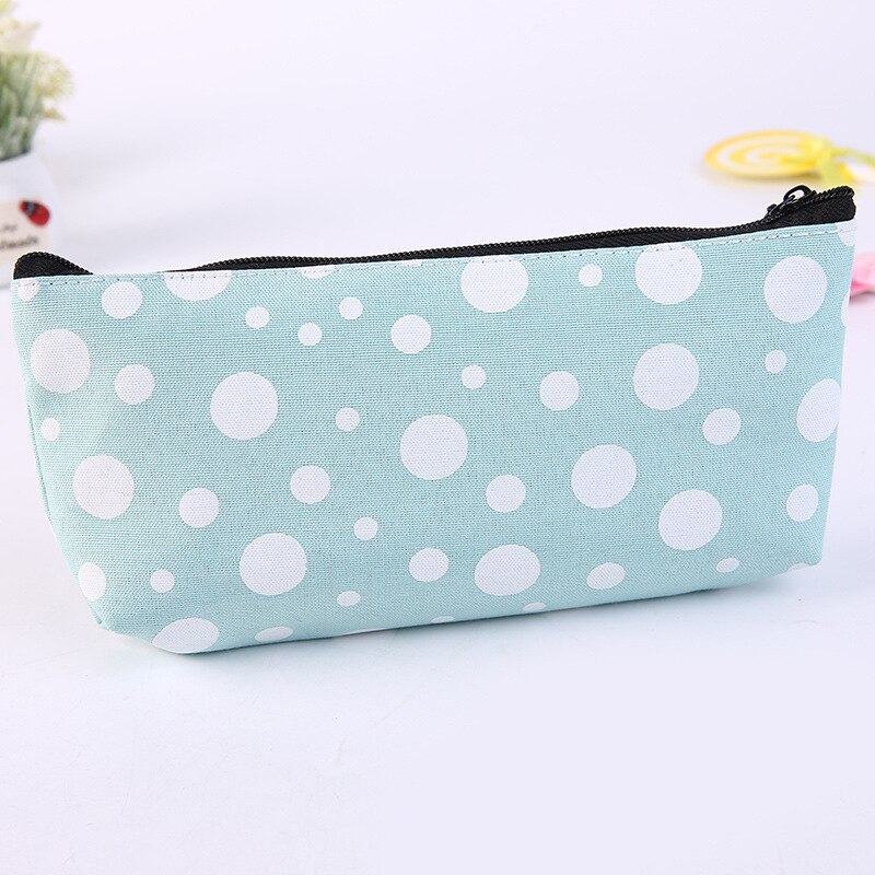 1pcs Canvas Geometric Pencil Case School Simple Striped Grid Solid Color Cute Kawaii Pencil Bag Pouch Office Students Supplies