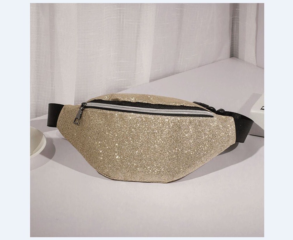 Vrouwen Omkeerbare Mermaid Sequin Glanzend Taille Fanny Pack Belt Bum Bag Pouch Hip Purse Stijlvolle Cool Taille tassen: Goud
