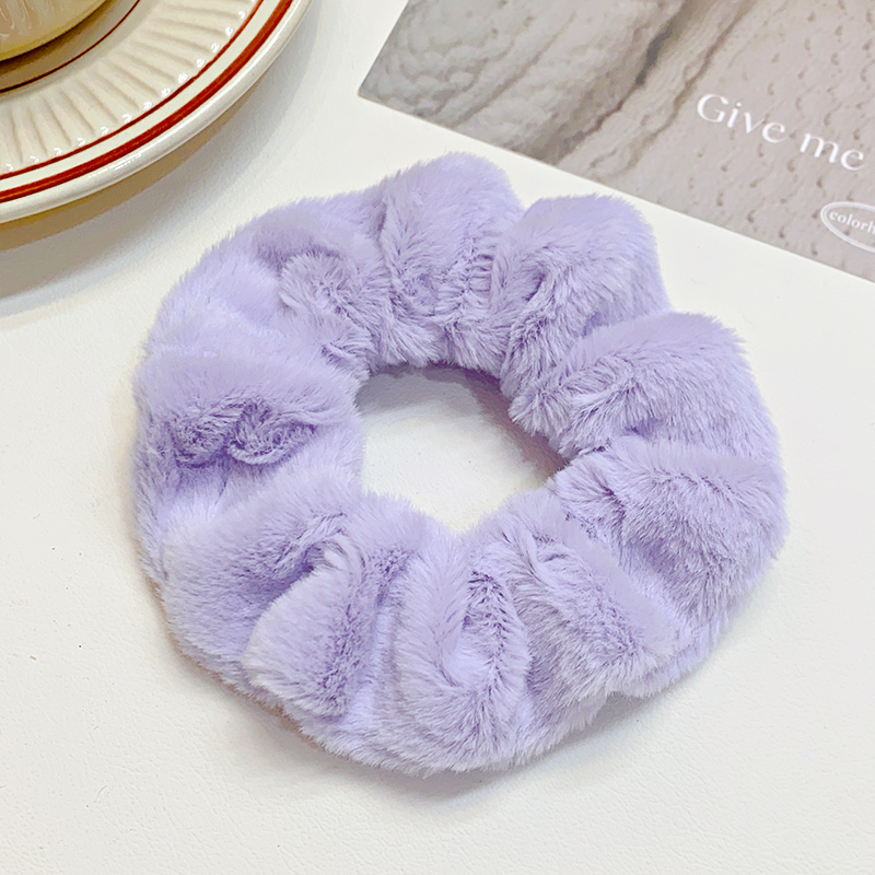 Banda ancha para el cabello de felpa suave y sólida para mujeres y niñas, coleteros, lazo para el cabello, banda de goma esponjosa, accesorios para el cabello de: Lavanda