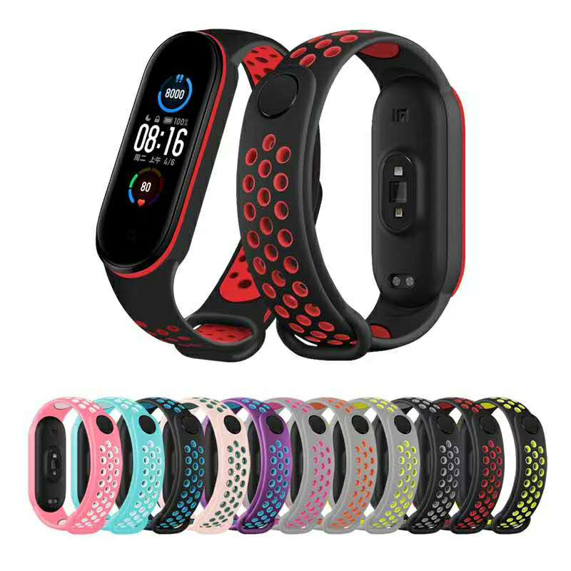 Pulseira para mi band 5, pulseira de relógio inteligente anti-suor para esportes correia de silicone,