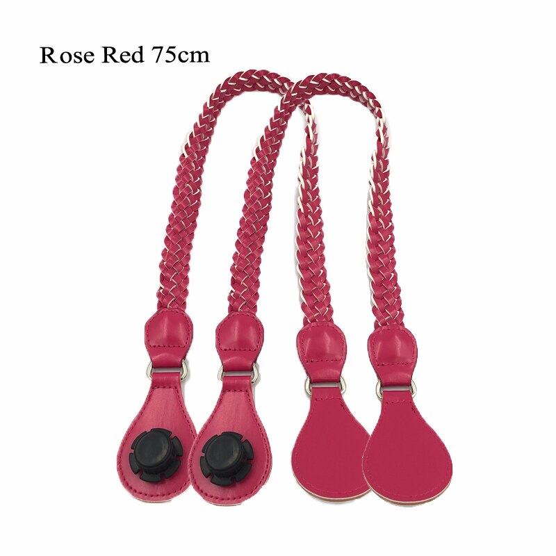 Long Faux Leather Weave Belt shoulder handle straps for Classic Mini O Bag Obag Eva women handbag shoulder bag Accessories: Rose Red Long