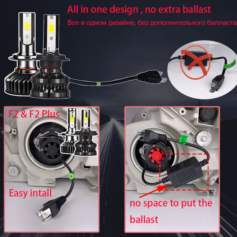YHKOMS H4 H7 LED Bulb Car Headlight H1 H8 H9 H11 4300K 5000K 6500K 8000K F2 Auto Fog Lamp Car Accessories Bulbs Automobiles 12V