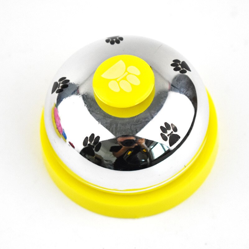 Funny Pet Training Bel Hond Speelgoed Leuke Footprint Ring Kleine Puppy Training Call Bell Diner Trainer Bell: Silver