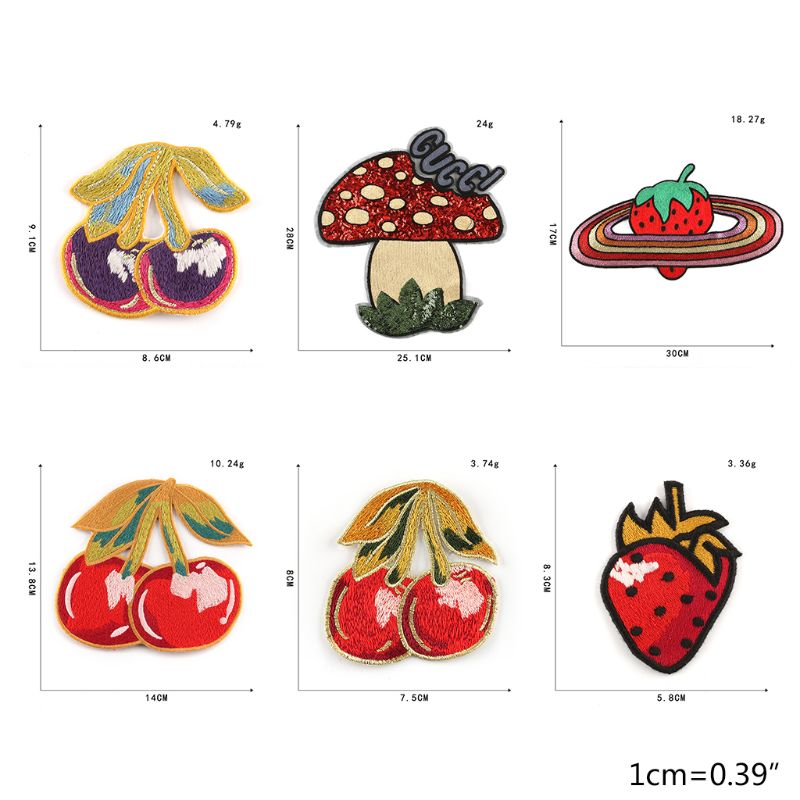 Sequin Paddestoel Cherry Aardbei Badge Patch Cartoon Naaien Borduren Applique LX9E