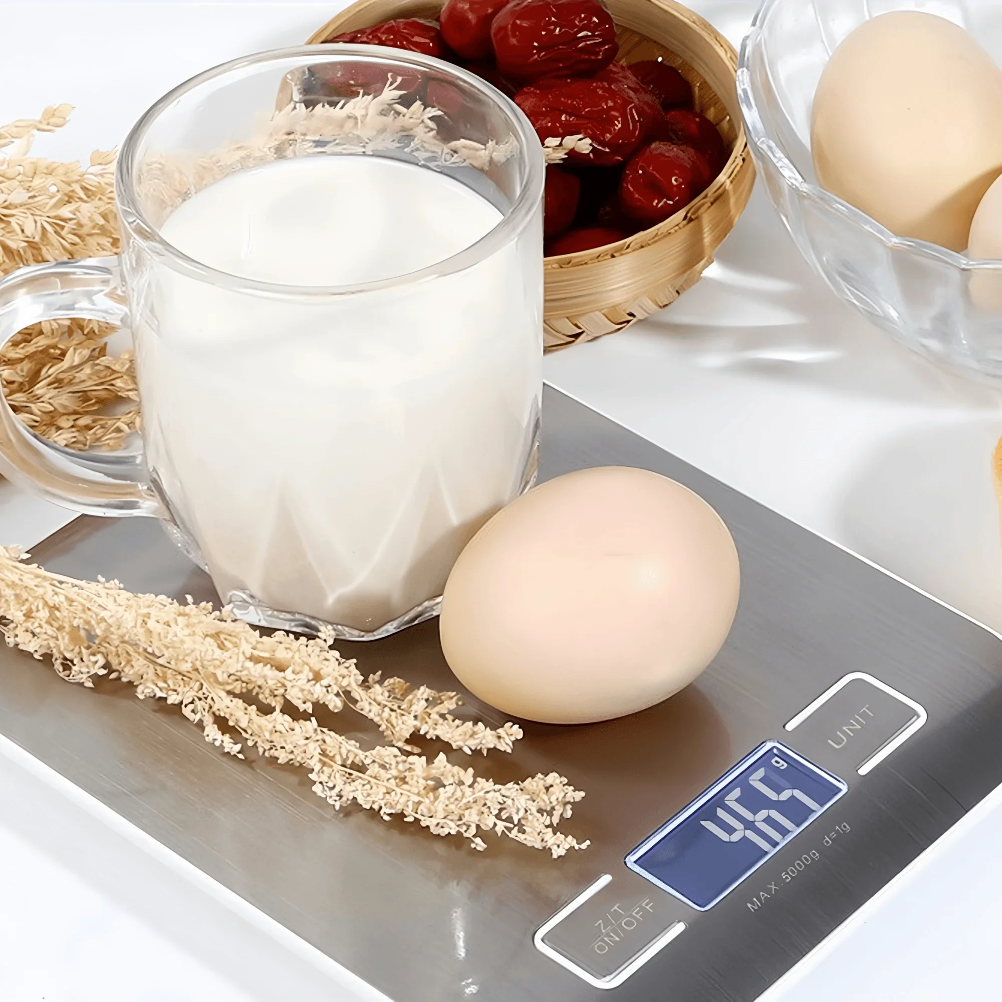 Kitchen Scale,Greater Goods Gray Food Scale,Digital Display Show Weight in Grams,Ounces,Milliliters,and Stainless Steel Platform: Silver / 5Kg