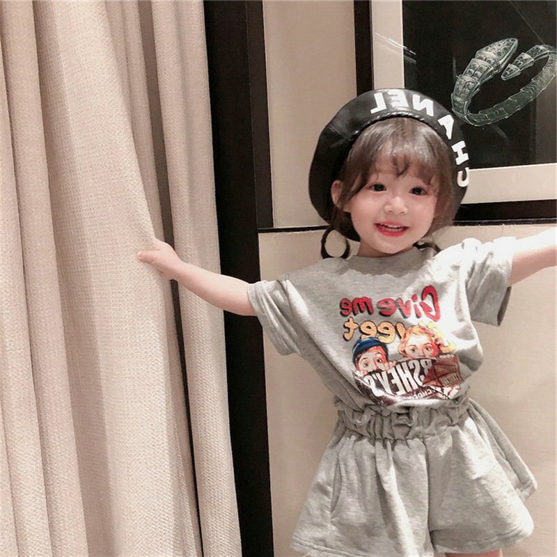 Nuovi vestiti per ragazze abiti per bambini abiti Top camicia pantaloncini di cotone tuta Casual abito estivo 2 pezzi set abbigliamento per bambini 2-6Y