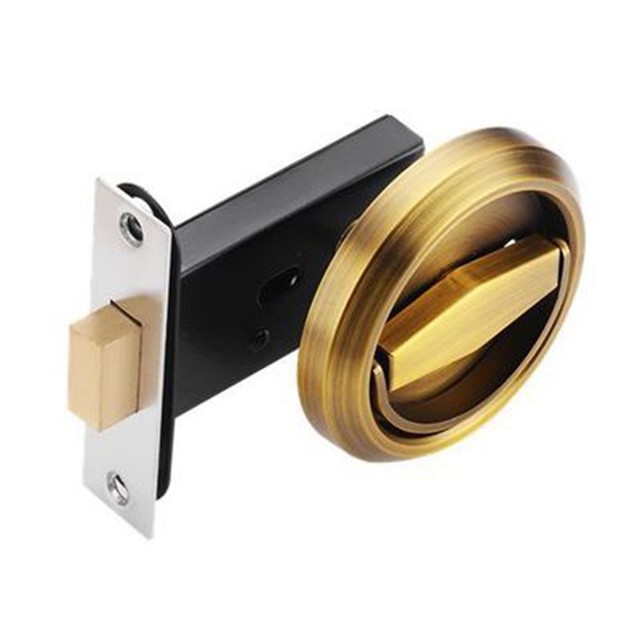 Double-sided Door Lock Stainless Steel 304 Recessed Invisible Handle Home Safety Hidden- Door Pulls Fire Proof Locks Set: brass